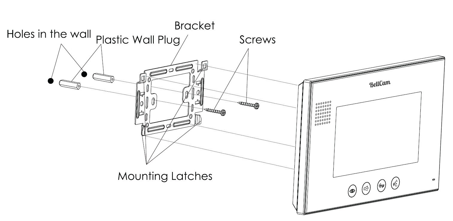 Installation view of 7-in video doorphone